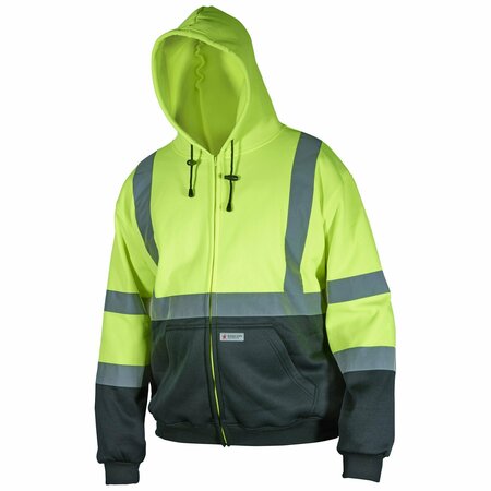 MCR SAFETY Garments, Sweatshirt, Shaded, Class3, Lime, Zipper X3 SSCL3LZX3